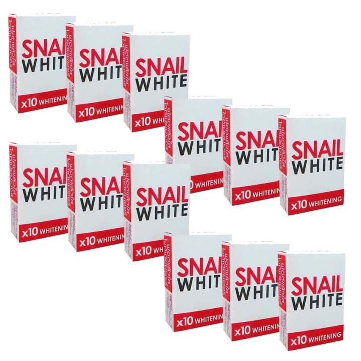 ราคา Snail White Soap x10 Whitening สบู่หอยทาก ฟอกผิว 70g. (แพ็ค 12 ก้อน) รีวิว