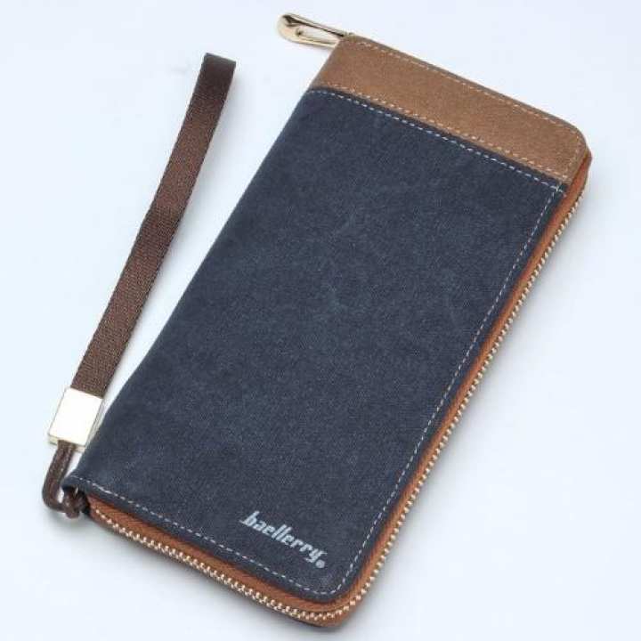 BagVariety กระเป๋าสตางค์ ผ้าแคนวาสซิปรอบใบยาว รุ่น BL6033 - สีน้ำเงินทูโทน