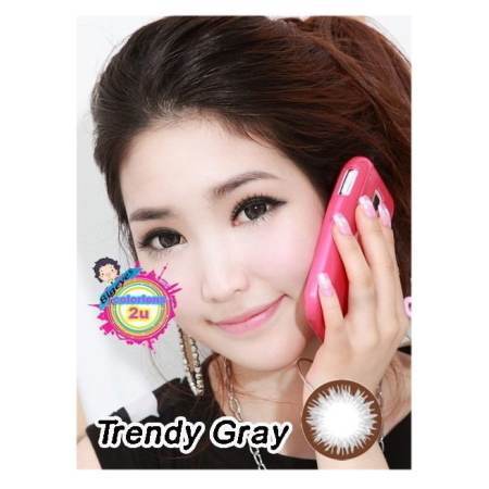 sweety plus คอนแทคเลนส์ แบบแฟชั่นสายตาปกติ รุ่น trendy  gray พร้อมตลับใส่ (สีเทา) 1 คู่