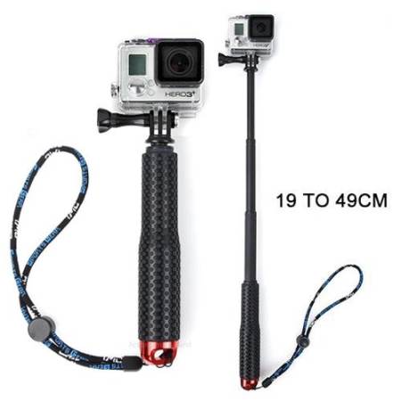 TMC Gopro  SJCAM Accessory TMC Handheld Extendable Pole Selfie Stick Monopod with Screw for GoPro Hero 4 / 3+ / 3 / 2 Max Length 49cm (Red)