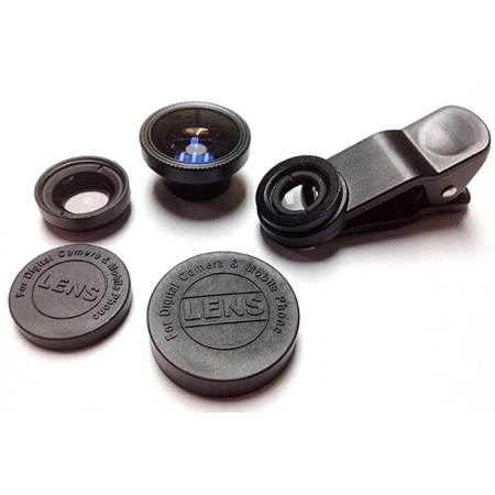 Universal clip lens 3 in1 เลนส์มือถือ (สีดำ) + Monopod Selfie Z07-1 (สีดำ) แถมฟรี Remote Shutter (สีดำ)