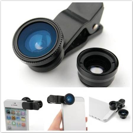Universal clip lens 3 in1 เลนส์มือถือ (สีดำ) + Monopod Selfie Z07-1 (สีดำ) แถมฟรี Remote Shutter (สีดำ)