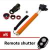 Universal clip lens 3 in1 - สีแดง + Monopod Selfie Z07-1 - สีส้ม (ฟรี Remote Shutter - สีดำ)