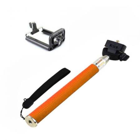 Universal clip lens 3 in1 - สีแดง + Monopod Selfie Z07-1 - สีส้ม (ฟรี Remote Shutter - สีดำ)