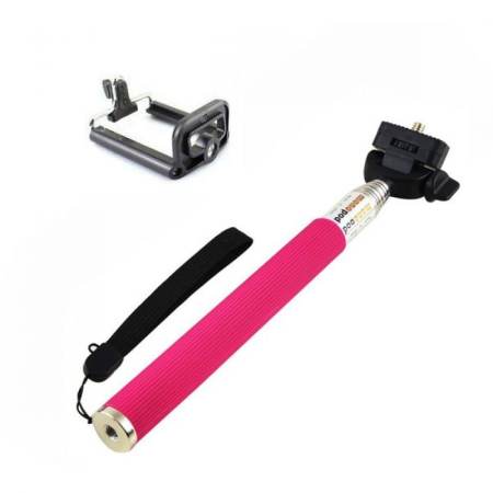 Universal clip lens 3 in1 - สีเงิน +  Monopod Selfie Z07-1 - สีชมพู (ฟรี Remote Shutter - สีเหลือง)