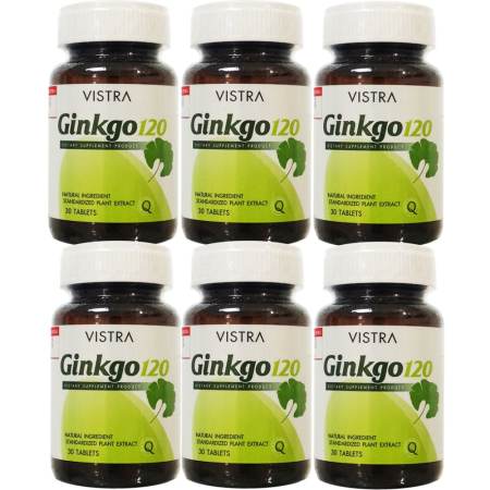 ราคาประหยัดพิเศษสุด Vistra Ginkgo 120 30 tablets (6ขวด) วิสทร้า จิงโกะ120 30
เม็ด ผลิตภัณฑ์เสริมอาหาร สารสกัดจากใบแปะก๊วย ตอนนี้กำลังลดราคาโปรโมชั่น