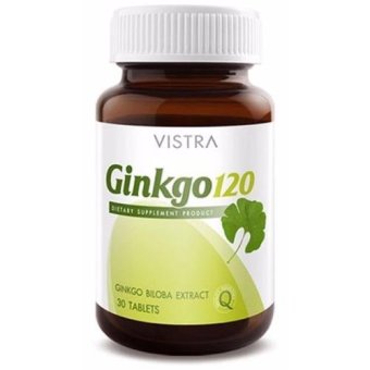 VISTRA Ginkgo 120mg (30 เม็ด) วิสทร้า อาหารเสริม แปะก๊วย กิงโกะ บำรุงสมอง