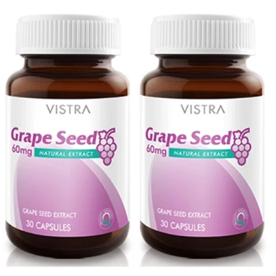 VISTRA Grape Seed Extract 60 mg. 30 เม็ดวิสทร้า สารสกัดจากเมล็ดองุ่น (2 ขวด)