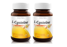 Vistra L-Cysteine Plus Biotin วิสทร้า ผลิตภัณฑ์เสริมอาหารไบโอติน บำรุงเล็บและเส้นผม (30 เม็ด) 2 ขวด
