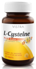 Vistra L-Cysteine Plus Biotin วิสทร้า ผลิตภัณฑ์เสริมอาหารไบโอติน บำรุงเล็บและเส้นผม (30 เม็ด)