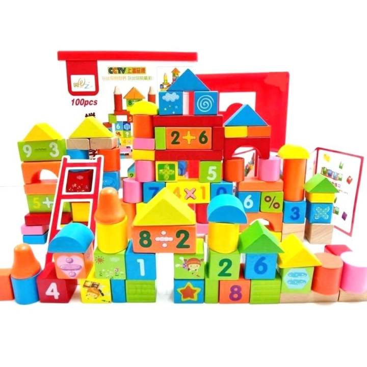 Worktoys บล็อกไม้ 100 ชิ้น ชุดสร้างเมือง