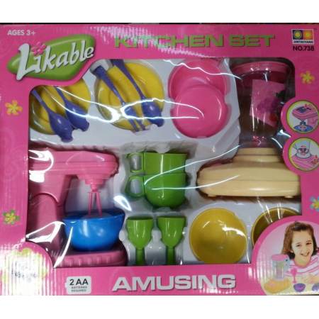 Worktoys ชุดของเล่นเครื่องปั่นน้ำผลไม้ เครื่องตีผสม และอุปกรณ์รับประทานอาหาร