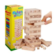 Worktoys ของเล่นไม้ เกมจังก้า (Jenga) ตัวต่อไม้ ตึกถล่ม 48 ชิ้น พร้อมลูกเต๋า