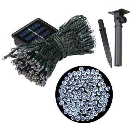 XML-Solar ไฟกระพริบ โซล่าเซลล์ ไฟคริสต์มาส 200 led (8 ฟังก์ชั่น) (แสง : ขาว)