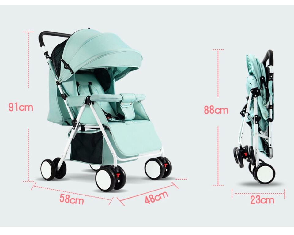 รูปภาพเพิ่มเติมเกี่ยวกับ NewBaby Gear Strollers / Prams  ที่นอนเด็ก รถเข็นเด็กทารกสามารถพับเก็บได้นั่ง นอนได้น้ำหนักเบามีมุ้งแถมให้ในตัวและกันแดดที่ปรับได้ถึง3ระดับ รถสี่หล้อสำหรับเด็กทารกแรกเกิด