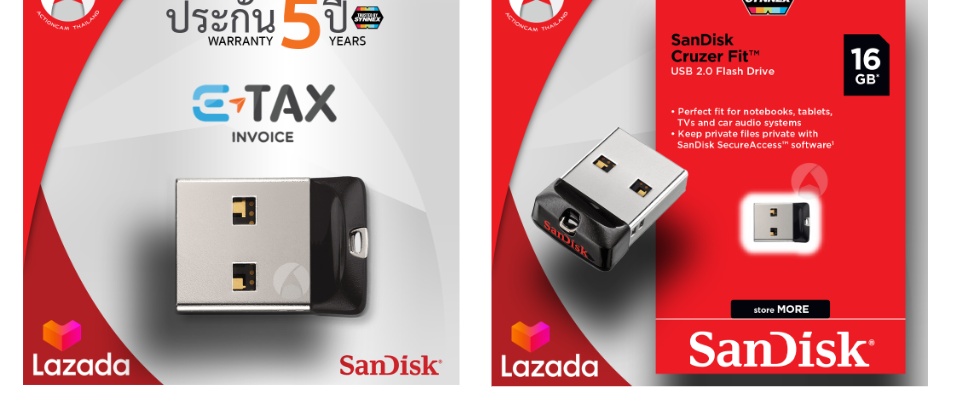 ภาพประกอบของ SanDisk Flash Drive Cruzer Fit 16GB USB 2.0 Flash Drive (SDCZ33_016G_G35) เมมโมรี่ แซนดิส แฟลซไดร์ฟ ประกัน Synnex รับประกัน 5 ปี