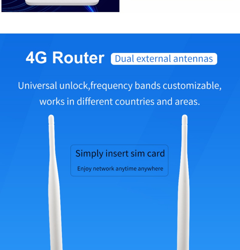 เกี่ยวกับสินค้า 4G เราเตอร์ ใส่ซิมปล่อย Wi-Fi 300Mbps 4G LTE Router รองรับ 4G ทุกเครือข่าย รองรับการใช้งาน Wifi ได้พร้อมกัน 32 users