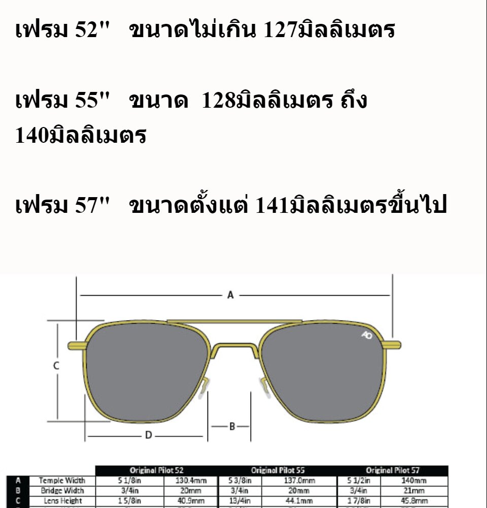ข้อมูลเกี่ยวกับ AO Eyewear Pilot