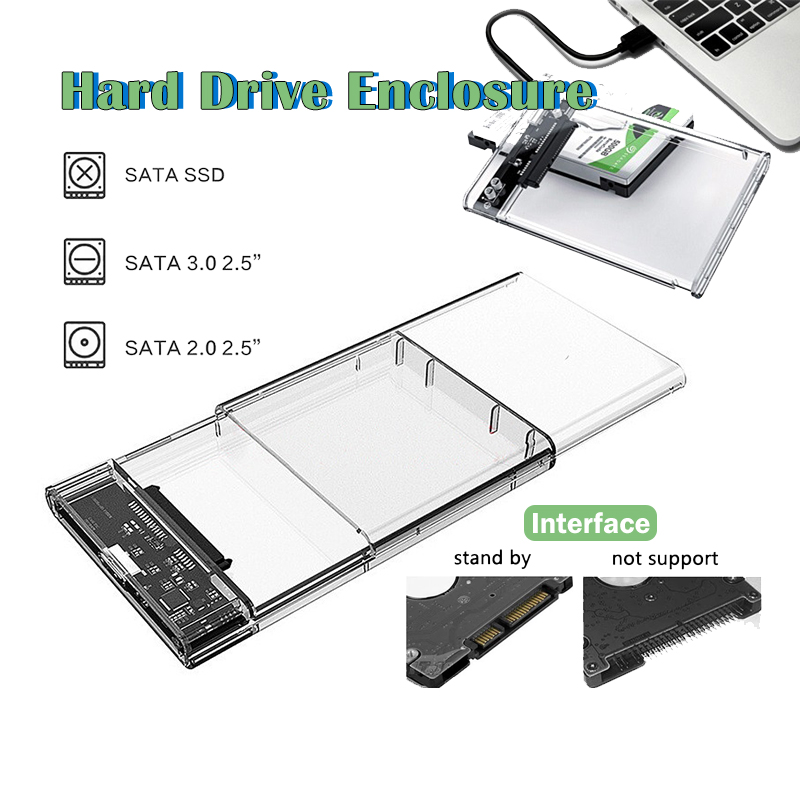 ลองดูภาพสินค้า กล่องใส่ HDD กล่องใส่ฮาร์ดดิสก์แบบใส USB 3.0 SATA 2.5 กล่องใส่ฮาร์ดดิส ส่งถ่ายข้อมูลได้รวดเร็ว มีไฟ LED กล่องใส   Harddisk SSD 2.5 inch USB3.0 แรง Hard Drive Enclosure D75