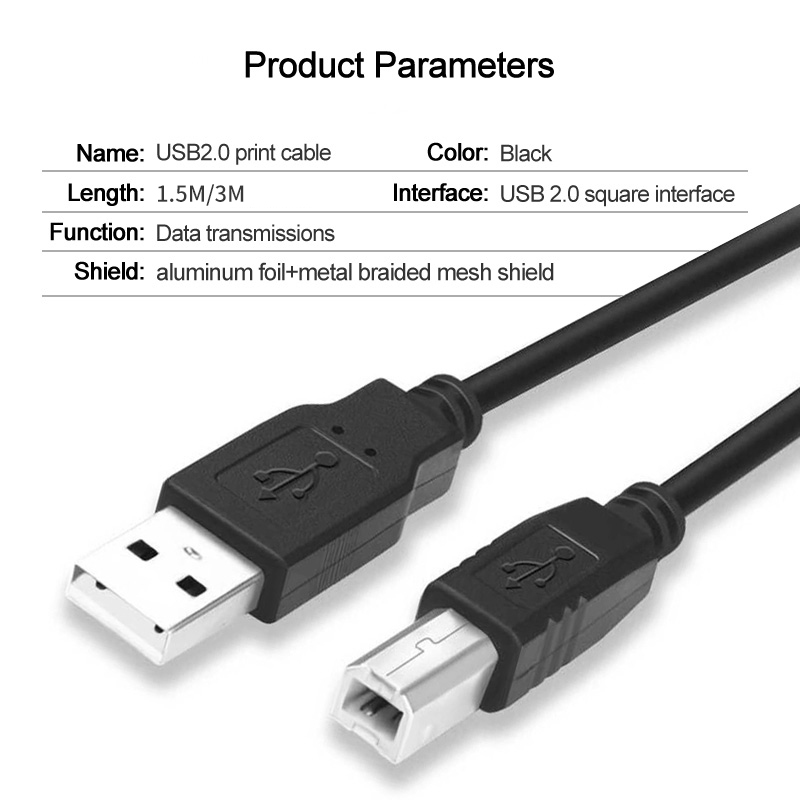 ลองดูภาพสินค้า สายปริ้นเตอร์ สายUSB Printerสายต่อเครื่องปริ้นเตอร์ ความยาว1.5/3เมตร เชื่อมต่อกับปริ้นเตอร์ สำหรับเครื่องปริ้นเตอร์,สแกนเนอร์A60