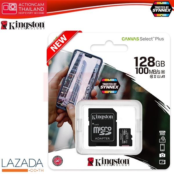 รูปภาพเพิ่มเติมของ Kingston microSD Card 128GB Canvas Select Plus Class 10 UHS-I 100MB/s (SDCS2/128GB) + SD Adapter ประกัน Lifetime Synnex