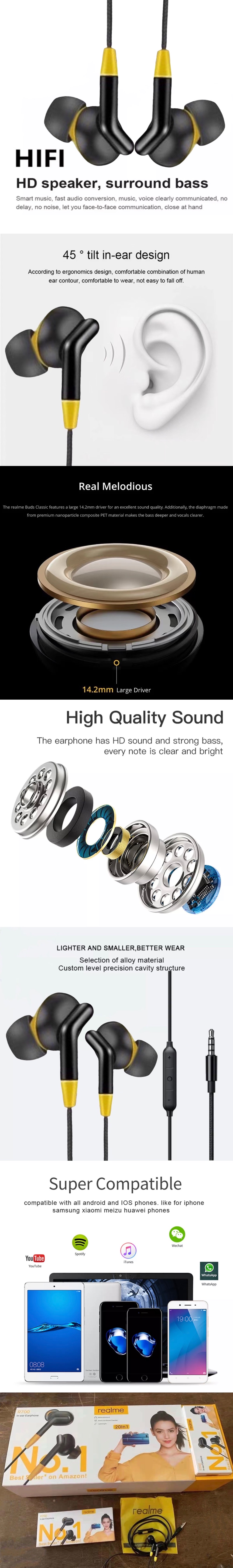 ภาพประกอบของ หูฟังเรียวมี Realme R700 In-ear Earphone ของแท้ เสียงดี ช่องเสียบแบบ 3.5 mm Jack ใหม่ล่าสุด รับประกัน1ปี BY THEAODIGITAL