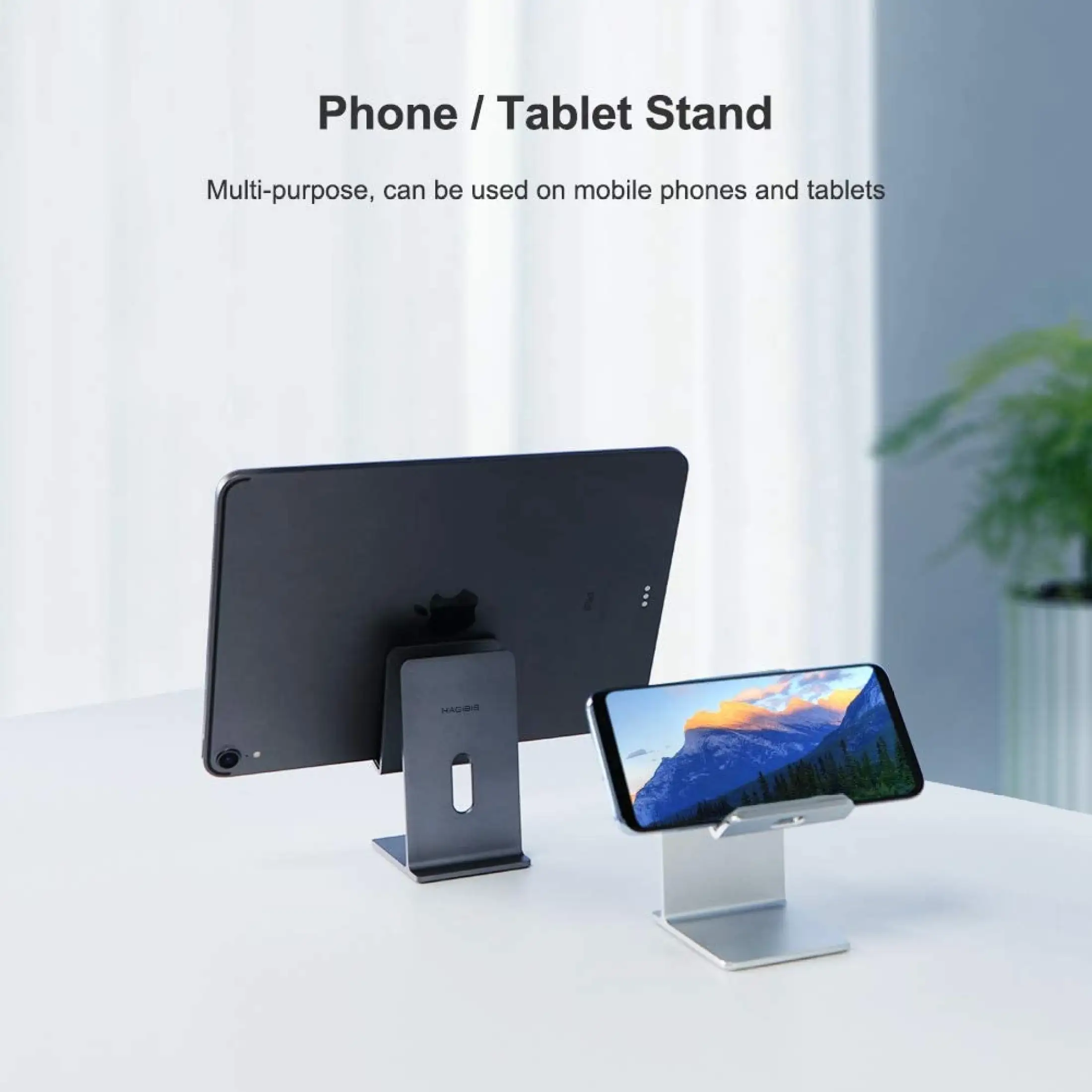 HAGIBIS Phone Holder, Metal 5°~45° Muti-Angle Adjustable Desk Phone Holder Tablet Stand for all 4.0 -7.9 รุ่น MPS01 สีเงิน Silver / สีเทา Space Grey สำหรับตั้ง วาง iPad Pro iPad Air iPad Mini 5 4 3 2, iPhone 12 12pro 12pro max 11 Pro X XR 8 7 6 5, Galaxy