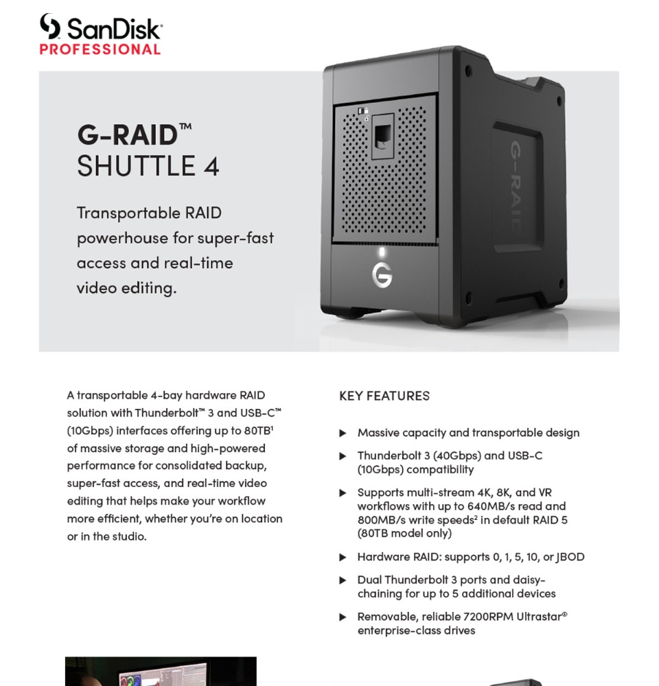 Serveur NAS GENERIQUE SanDisk Professional G-RAID SHUTTLE 4 - Baie