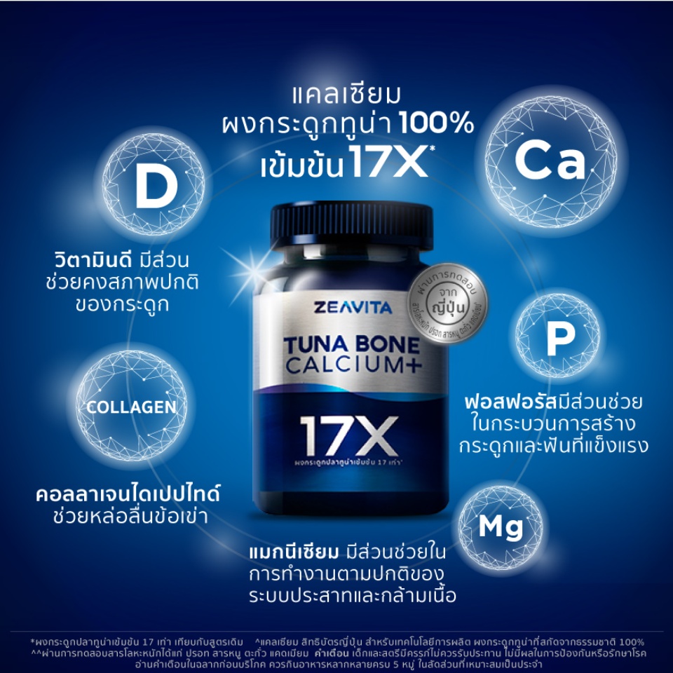 แคลเซียม 17X กระดูกและข้อแข็งแรง(60เม็ด x 1 กล่อง) ซีวิต้า ZEAVITA Calcium อาหารเสริม กระดูก ข้อเข่า ข้อต่อ คอลลาเจน 2b5b6053b5daa1b77b5bc429b5d1e3de