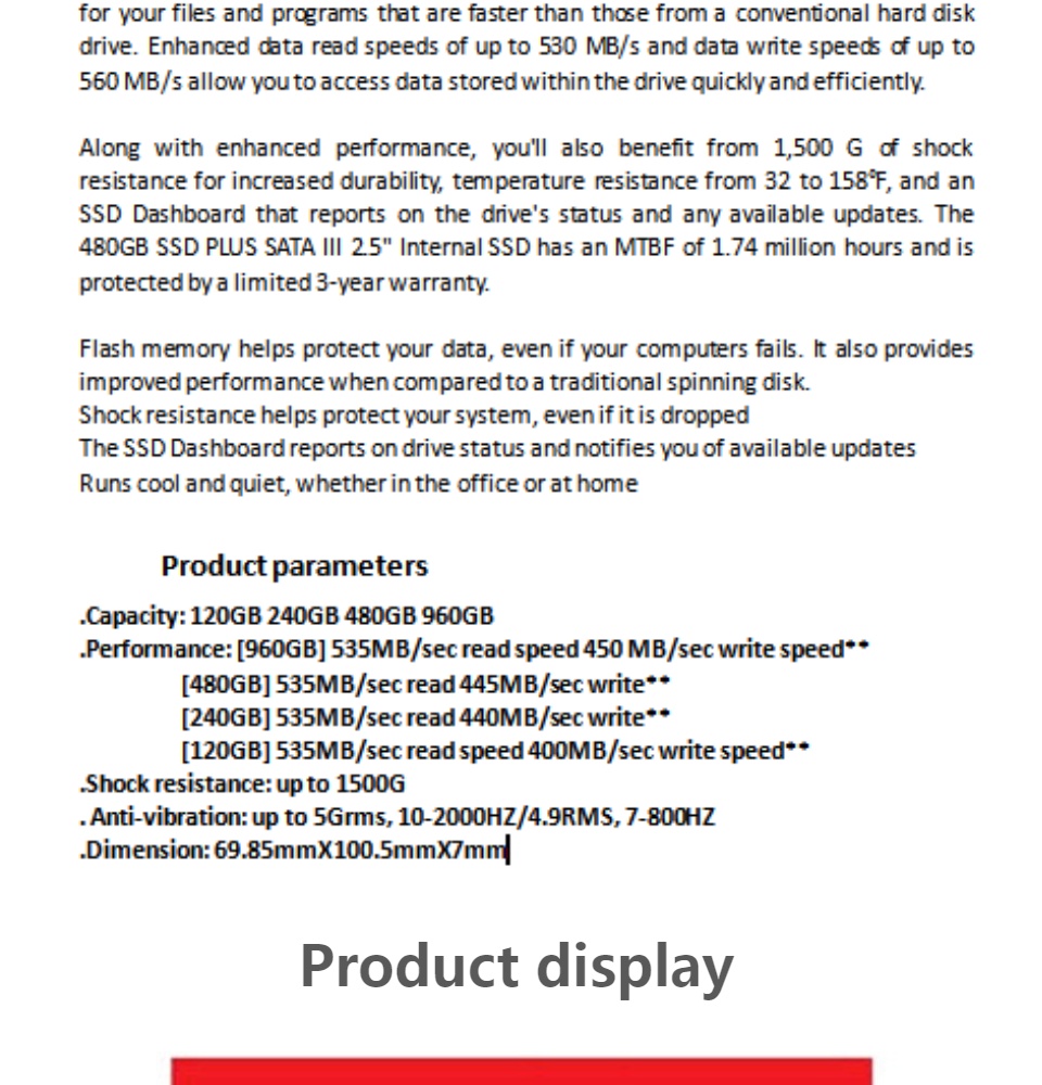 ภาพประกอบของ 【ร้านค้าในพื้นที่】SanDisk SSD PLUS 3D NAND 2.5" SATA Solid State Drive Max. 560MB/s ((120G/240G/480G/960G) เหมาะสำหรับโน๊ตบุ๊คและเดสก์ท็อป รับประกัน 3 ปี