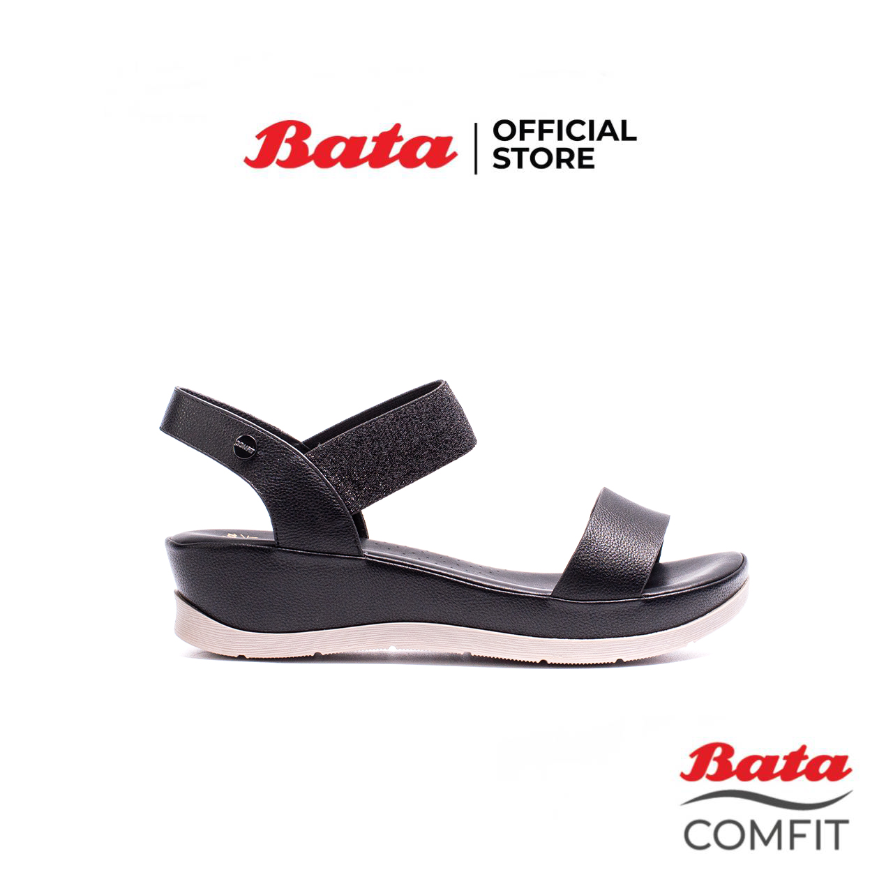 มุมมองเพิ่มเติมของสินค้า Bata Comfit บาจา คอมฟิต รองเท้าเพื่อสุขภาพ มีสายรัดส้น รองเท้าพื้นหนา สูง 1 นิ้ว สำหรับผู้หญิง รุ่น Caddy สีดำ 6616239