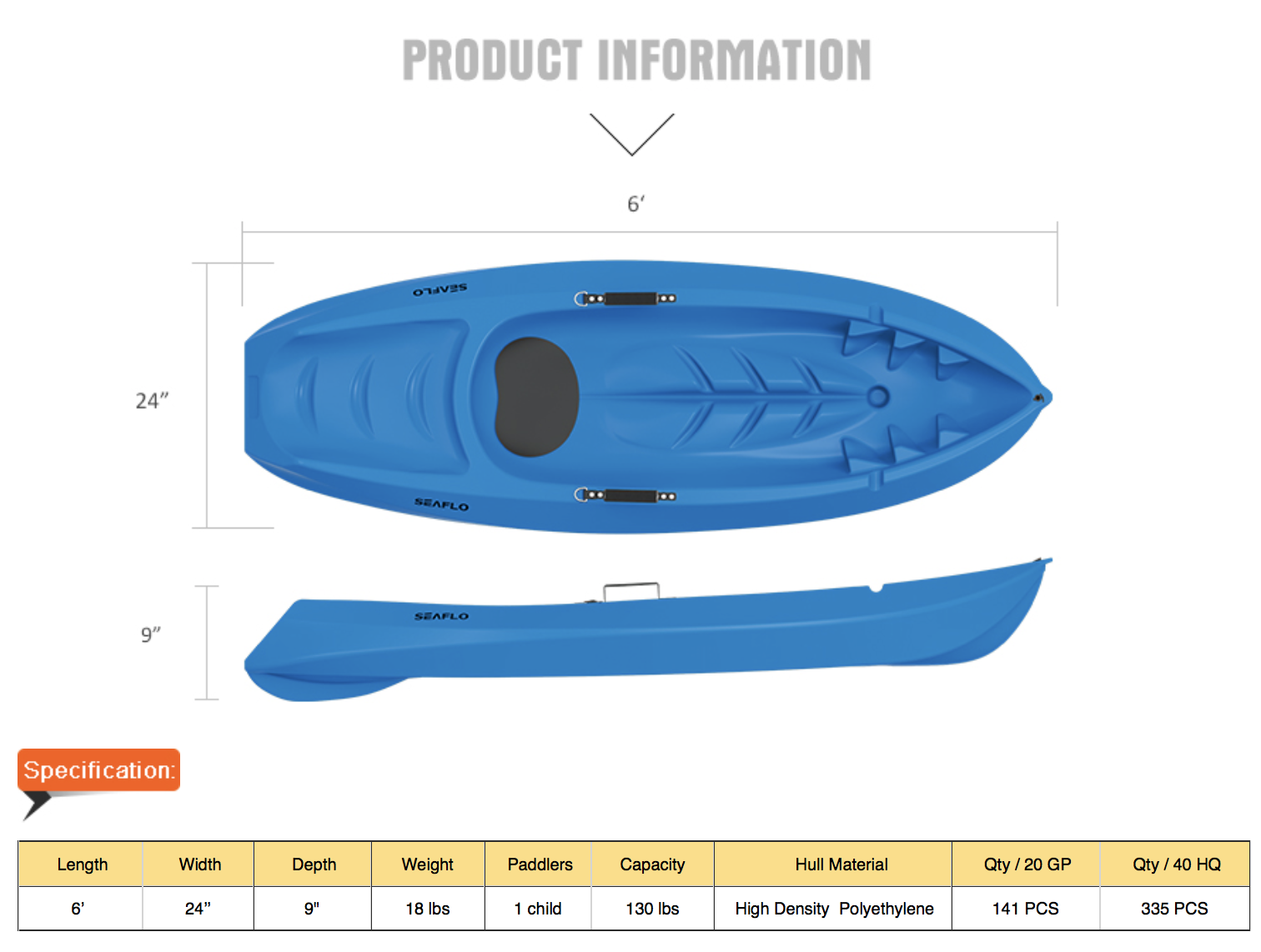 ภาพที่ให้รายละเอียดเกี่ยวกับ เรือคายัค SEAFLO Kayak SF-1005 มีสินค้าพร้อมส่ง