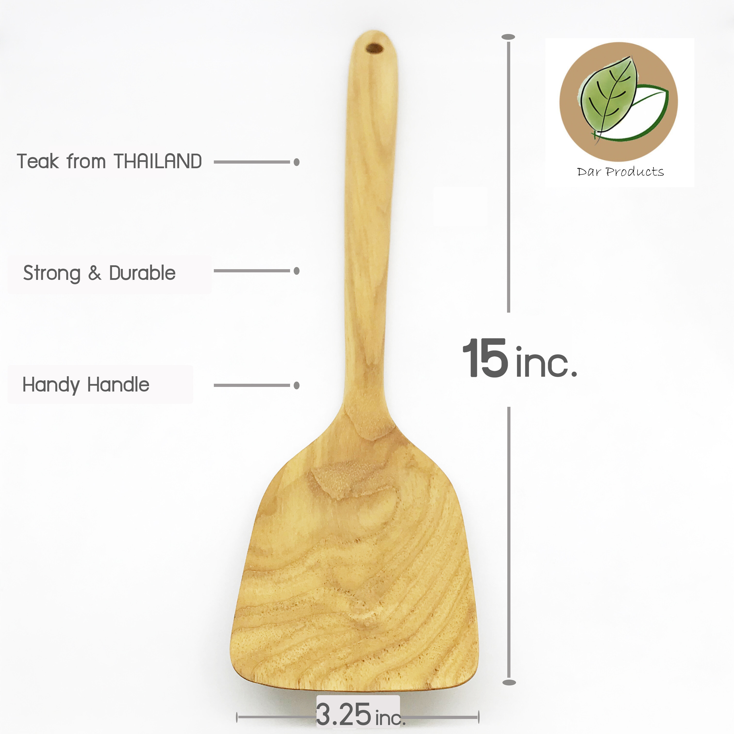 ภาพประกอบคำอธิบาย ตะหลิวไม้สัก ยี่ห้อ ดาร์โปรดักส์ (Dar Products) Teak Wood T ( ขนาด 15x3.25นิ้ว ) / 1 ชิ้น