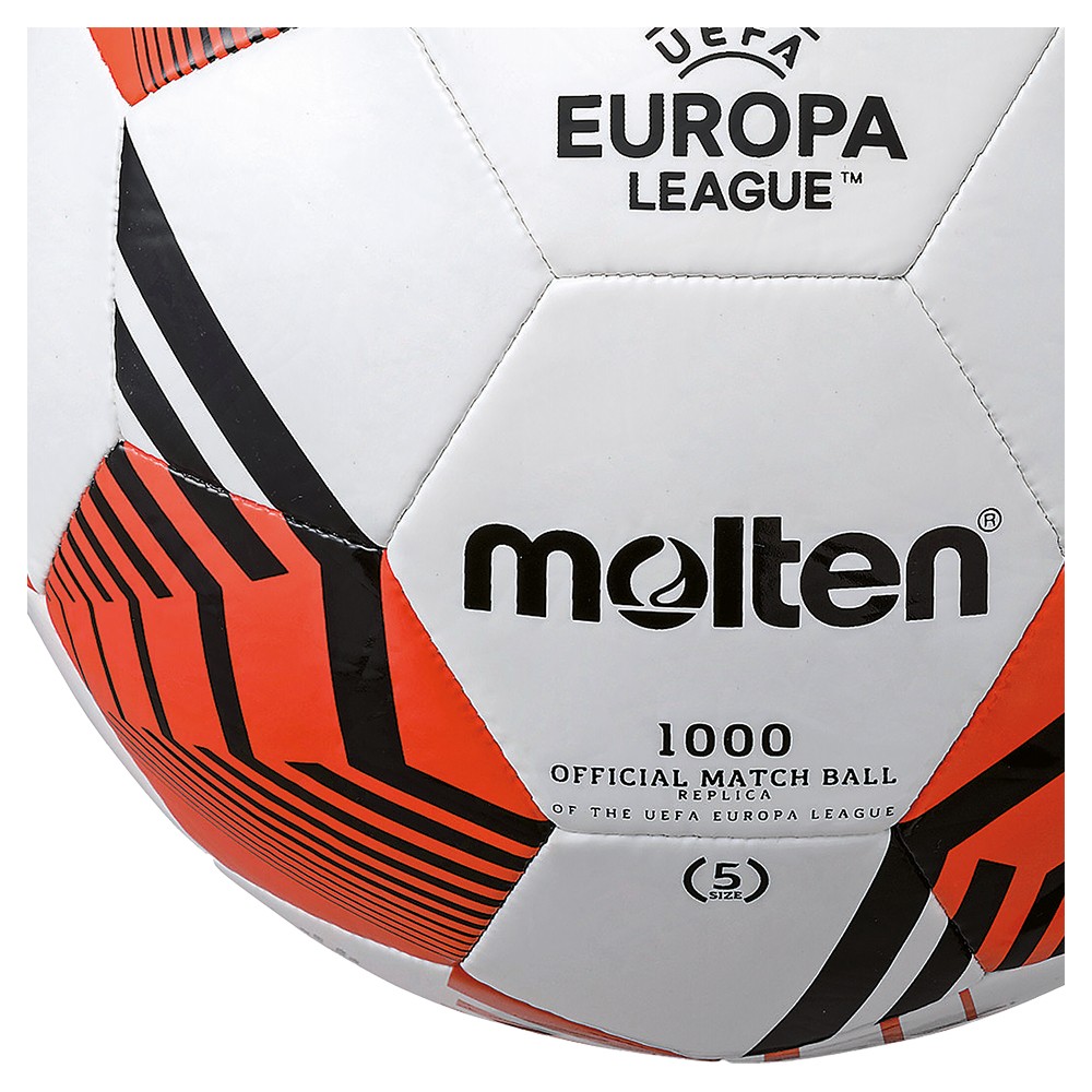 เกี่ยวกับสินค้า MOLTEN  มอลเท่น ลูกฟุตบอลเย็บMOT Football UEL MST TPU pk F5U1000-12  SIZE 5 (460)  แถมฟรี เข็มสูบ+ตาข่าย