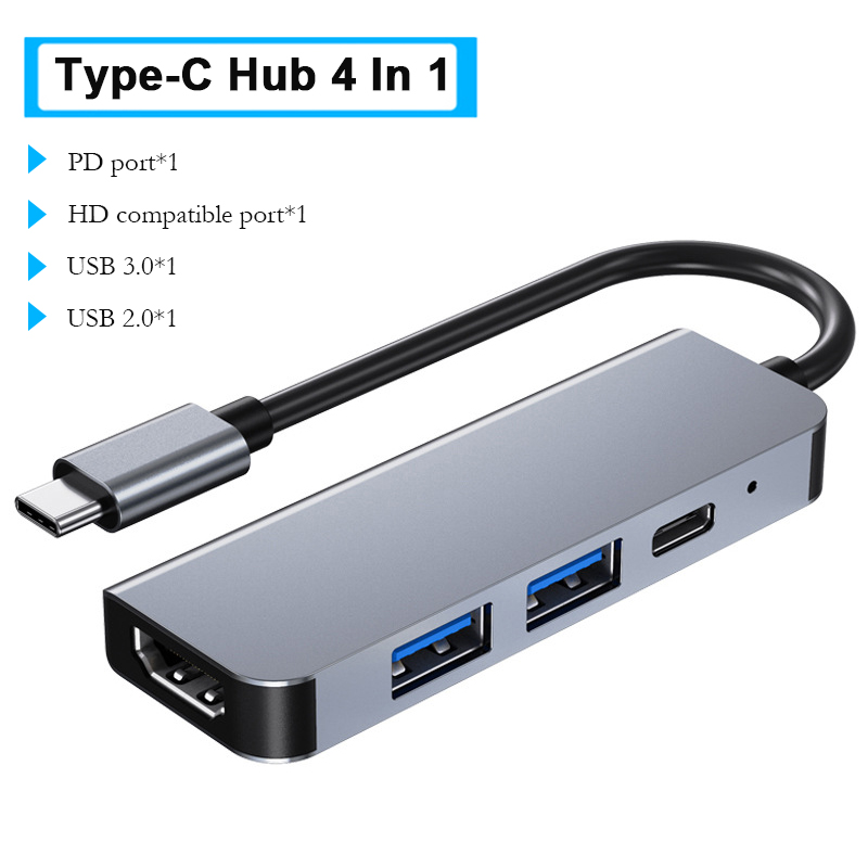 มุมมองเพิ่มเติมของสินค้า USB-C HUB Converter Adapter 4in1/5in1/6in1 อะแดปเตอร์ฮับ USB 3.0 Type C to HD USB Hub RJ45 for MacBook Pro Nintendo H P30/P20 Samsung USB C Adapter การ์ดรีดเดอร์ A75