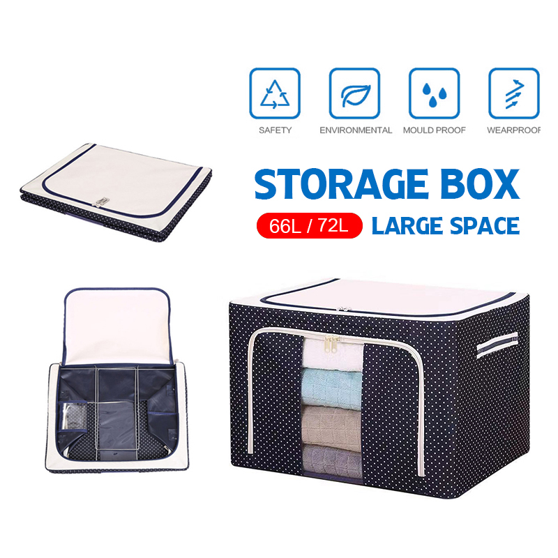 ภาพประกอบของ กล่องพับได้ กล่องผ้า พับได้ กล่องอเนกประสงค์ กล่องเก็บของ ผ้ากันน้ำ โครงเหล็กด้านใน ขนาด 66 72 ลิตร Storage Box Large Capacity 01