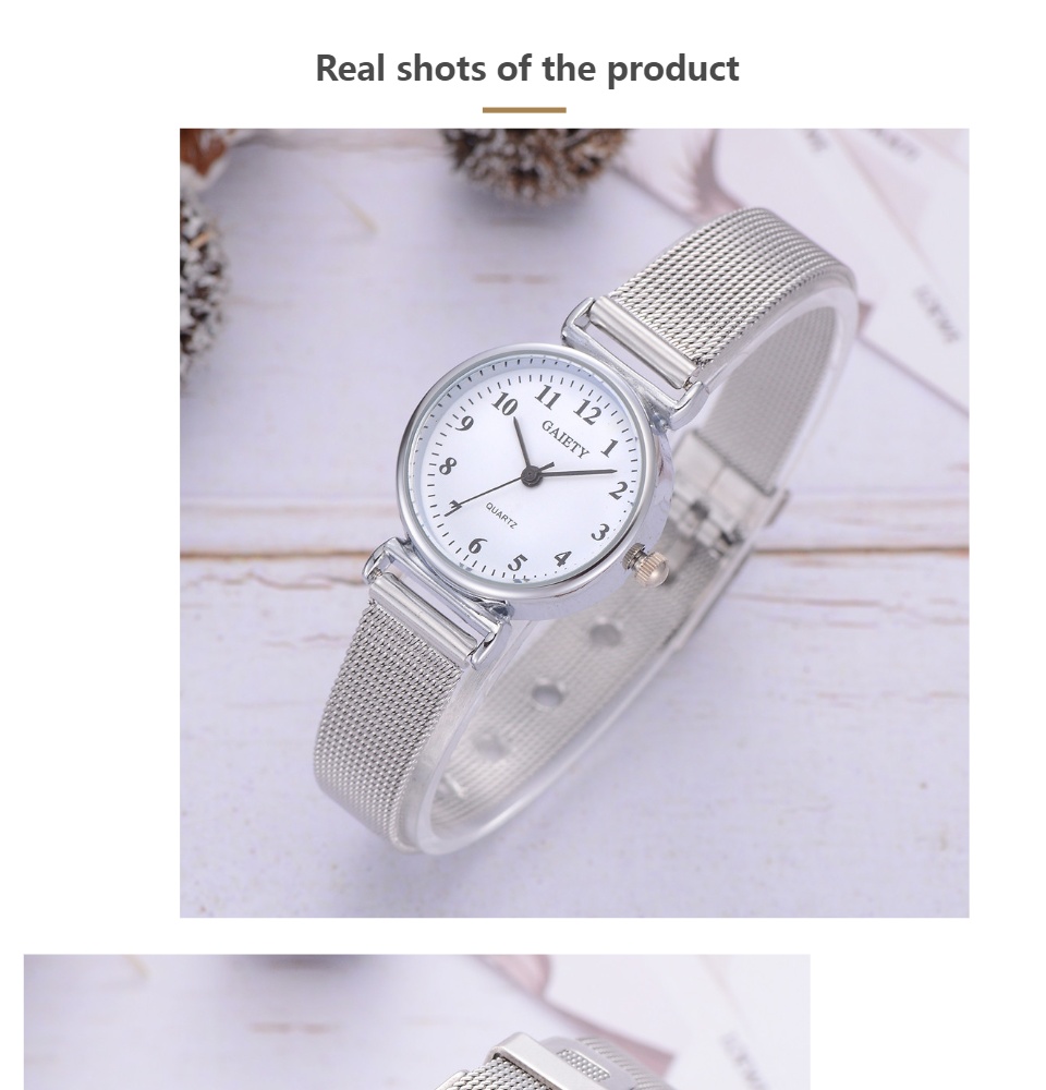 ภาพที่ให้รายละเอียดเกี่ยวกับ นาฬิกาข้อมือสตรีแบบแอนะล็อก,นาฬิกาควอตซ์สายตาข่ายใส่สบาย