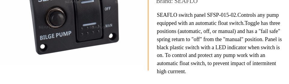 ภาพประกอบคำอธิบาย SEAFLO แผงสวิตช์ 3 ทาง ปิดอัตโนมัติ สวิตช์ปั๊มน้ำท้องเรือ แผงควบคุมเรือ ใช้ควบคุมปั๊มที่ติดตั้งสวิตช์ลูกลอย SFSP-015-02