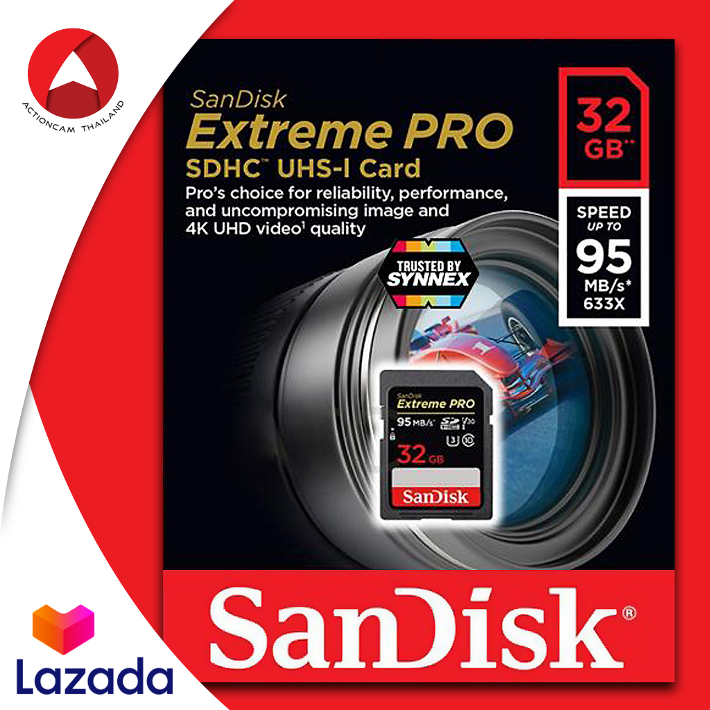 ภาพประกอบคำอธิบาย SanDisk Extreme Pro SD Card 32GB SDHC ความเร็ว อ่าน 95MB/s เขียน 90MB/s (SDSDXXG_032G_GN4IN) เมมโมรี่ การ์ด แซนดิส กล้อง ถ่ายภาพ ถ่ายรูป ถ่ายวีดีโอ กล้องDSLR รับประกัน Lifetime โดย Synnex