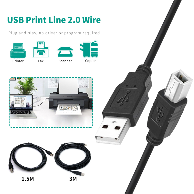 ลองดูภาพสินค้า สายปริ้นเตอร์ สายUSB Printerสายต่อเครื่องปริ้นเตอร์ ความยาว1.5/3เมตร เชื่อมต่อกับปริ้นเตอร์ สำหรับเครื่องปริ้นเตอร์,สแกนเนอร์A60