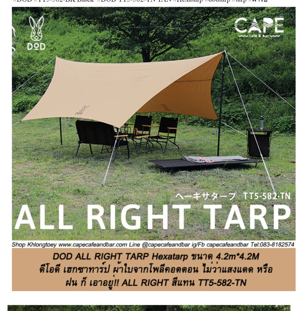 アーヤDOD ALL RIGHT TARP TT5-582-BK 販売終了】ヘーキサタープ（ブラック） TT5-582-BK - DOD