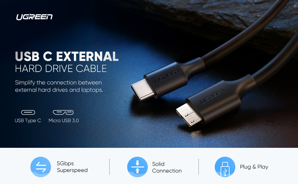 1m SuperSpeed USB 3.0 Type A to Micro B Cable For Hard Drive Samsung S5 Note3