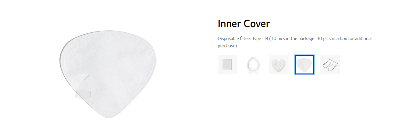 ข้อมูลประกอบของ LG Gen1 Inner Cover 1Box (30 pcs) for LG Pre Wearable Air Per PFPAZC30 แผ่นกรองอากาศ แอลจี แบบใช้แล้วทิ้ง