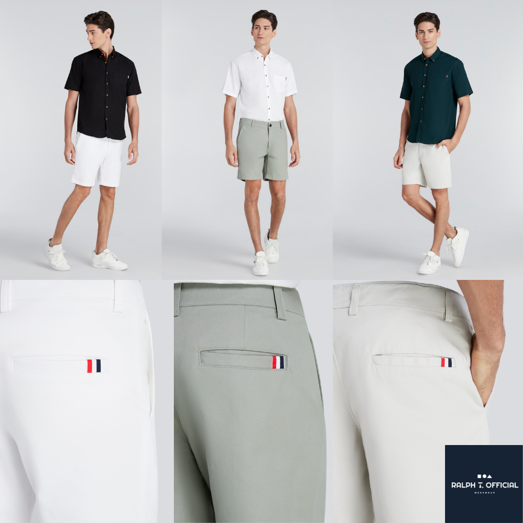 RALPH T OFFICIAL กางเกงขาสั้นผู้ชาย ชิโน่ RALPH T รุ่น London (ยอดนิยม) กางเกงขาสั้นชาย สีกรม สีขาว สีดำ สีเทาเข้ม สีแดงเลือดหมู สีครีม สีกากี สีเทอคว้อย สีน้ำตาล สีมัสตาด สีเขียวนม สีน้ำตาลทอง