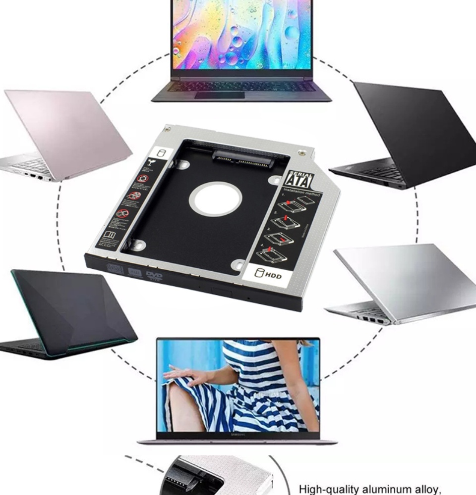 คำอธิบายเพิ่มเติมเกี่ยวกับ ถาดแปลง ใส่ HDD SSD ในช่อง DVD Notebook 9.5mm Universal SATA 2nd HDD SSD Hard Drive Caddy D38