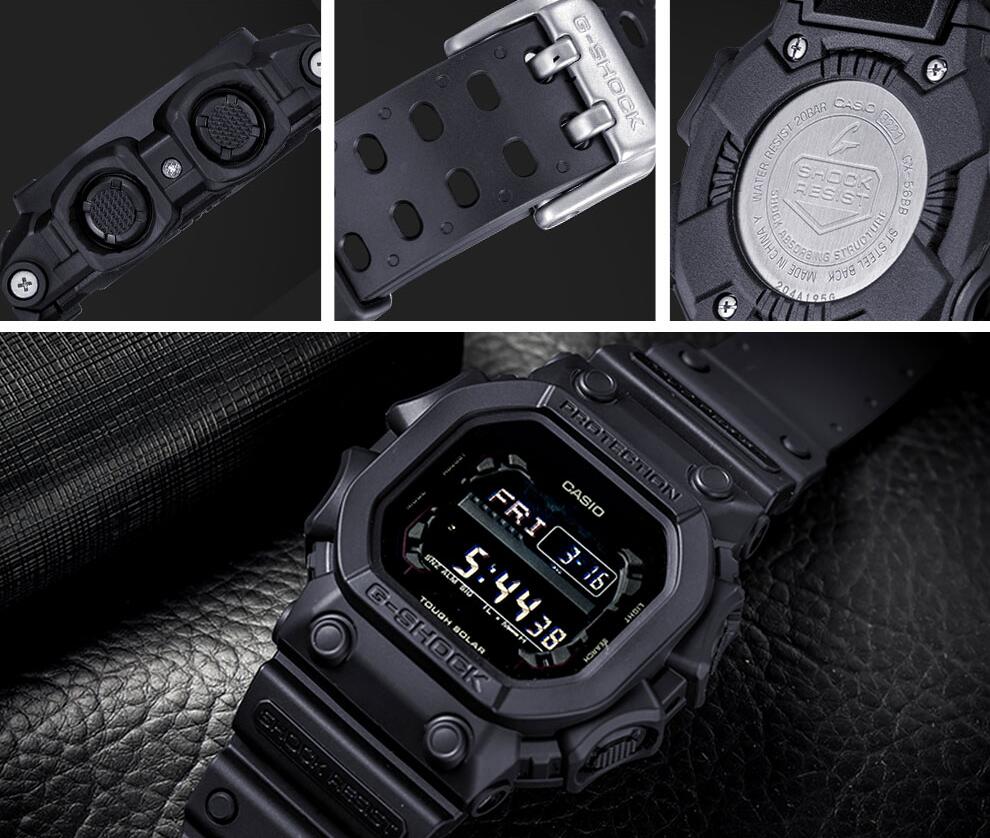 ภาพที่ให้รายละเอียดเกี่ยวกับ Casio G-Shock นาฬิกาข้อมือผู้ชาย สายเรซิ่น รุ่น GX-56BB-1DR,DW-5600HR,DW-5600BB-1สีดำ ,BABY BGD-560-7DR ขาว