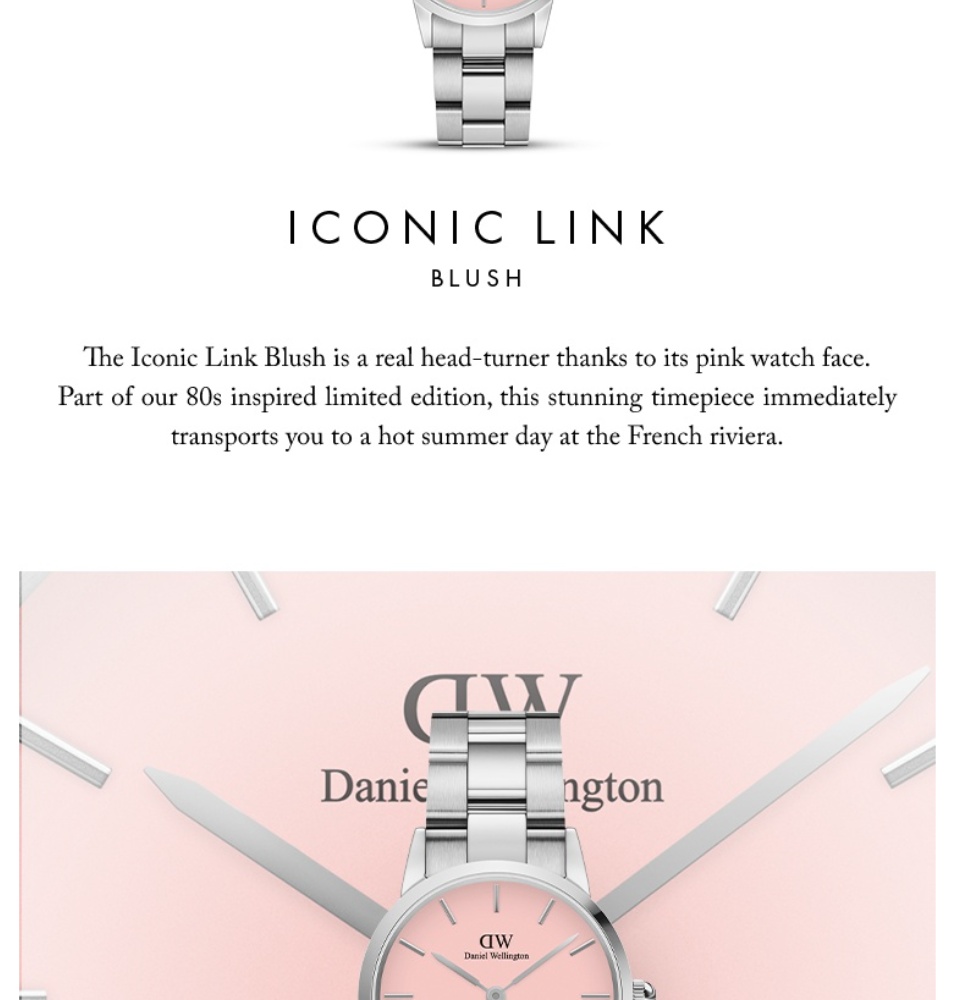 Daniel Wellington Iconic Link Blush 28/32/36mm Silver Pastel Pink