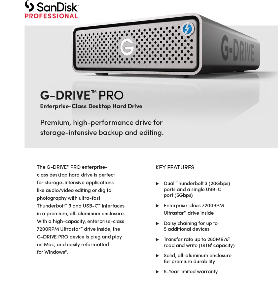 SanDisk Professional 8TB G-Drive Enterprise-Class External Desktop