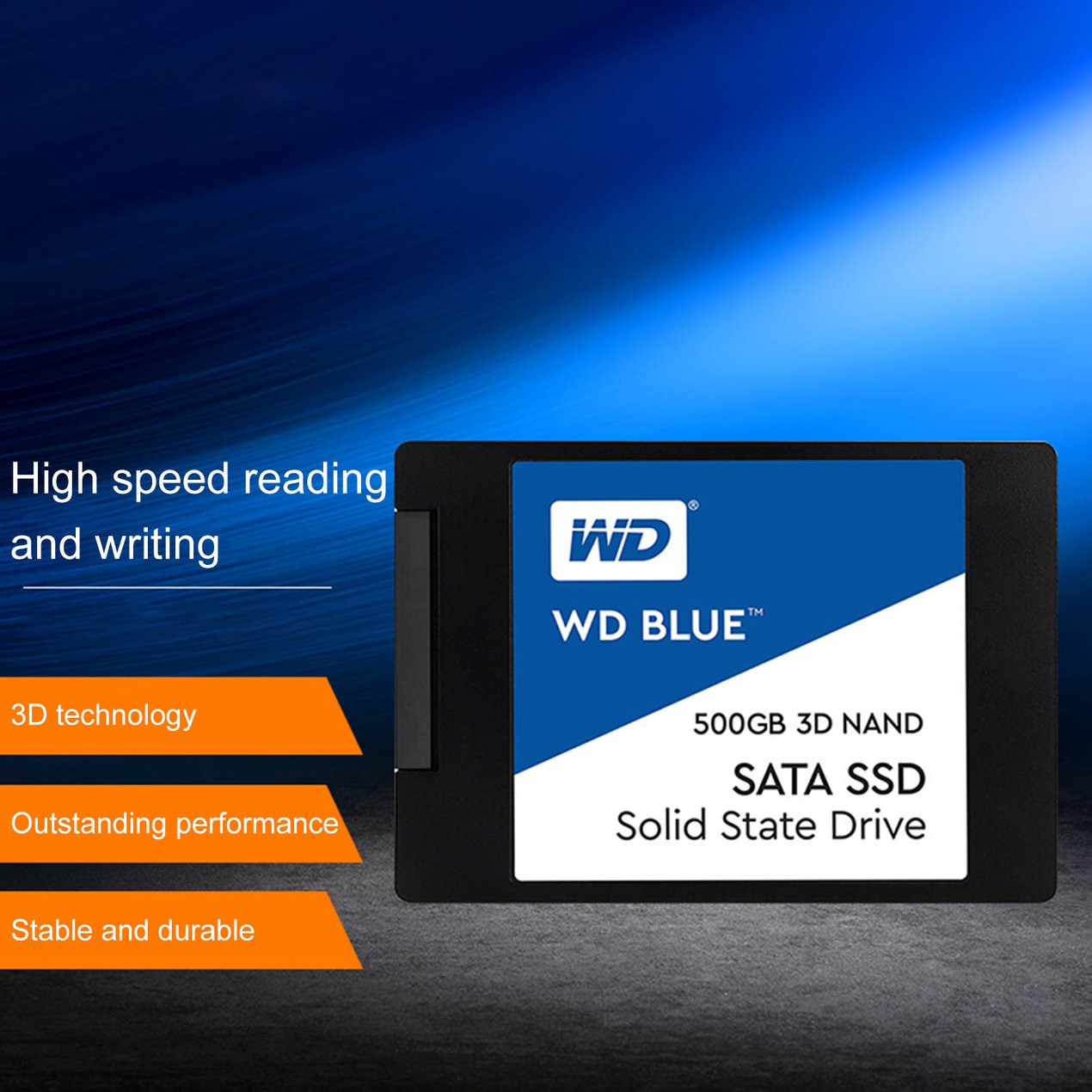 ภาพประกอบของ ขายดี!!!Western Digital 2.5 "SSD 250G 500GB 1T WD Blue SATA III ไดรฟ์ Solid State ภายใน560เมกะไบต์/วินาทีสำหรับเดสก์ท็อปแล็ปท็อป 3 ปี