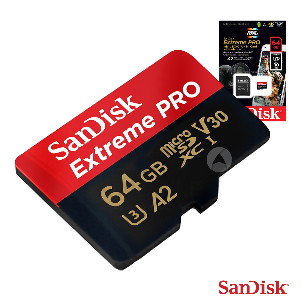 รูปภาพเพิ่มเติมของ SanDisk Extreme Pro 64GB MicroSDXC Card A2 รุ่นใหม่ ความเร็วอ่าน 170MB/s เขียน 90MB/s (SDSQXCY_064G_GN6MA) ใส่ แท็บเล็ต โทรศัพท์ มือถือ สมาร์ทโฟน Andriod OPPO Action Camera กล้องแอคชั่น Gopro 7 SJCAM SJ8 Pro ประกัน ตลอดอายุการใช้งาน โดย Synnex (สีแดง ดำ)